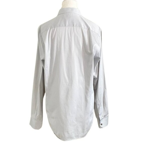 NWOT TED BAKER MEN'S PLANCUF SLIM-FIT MODERN SINGLE CUFF SHIRT IN LIGHT GREY - M - Picture 3 of 8